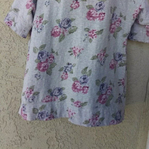 LOFT floral gray split sides sweater - Picture 4 of 7